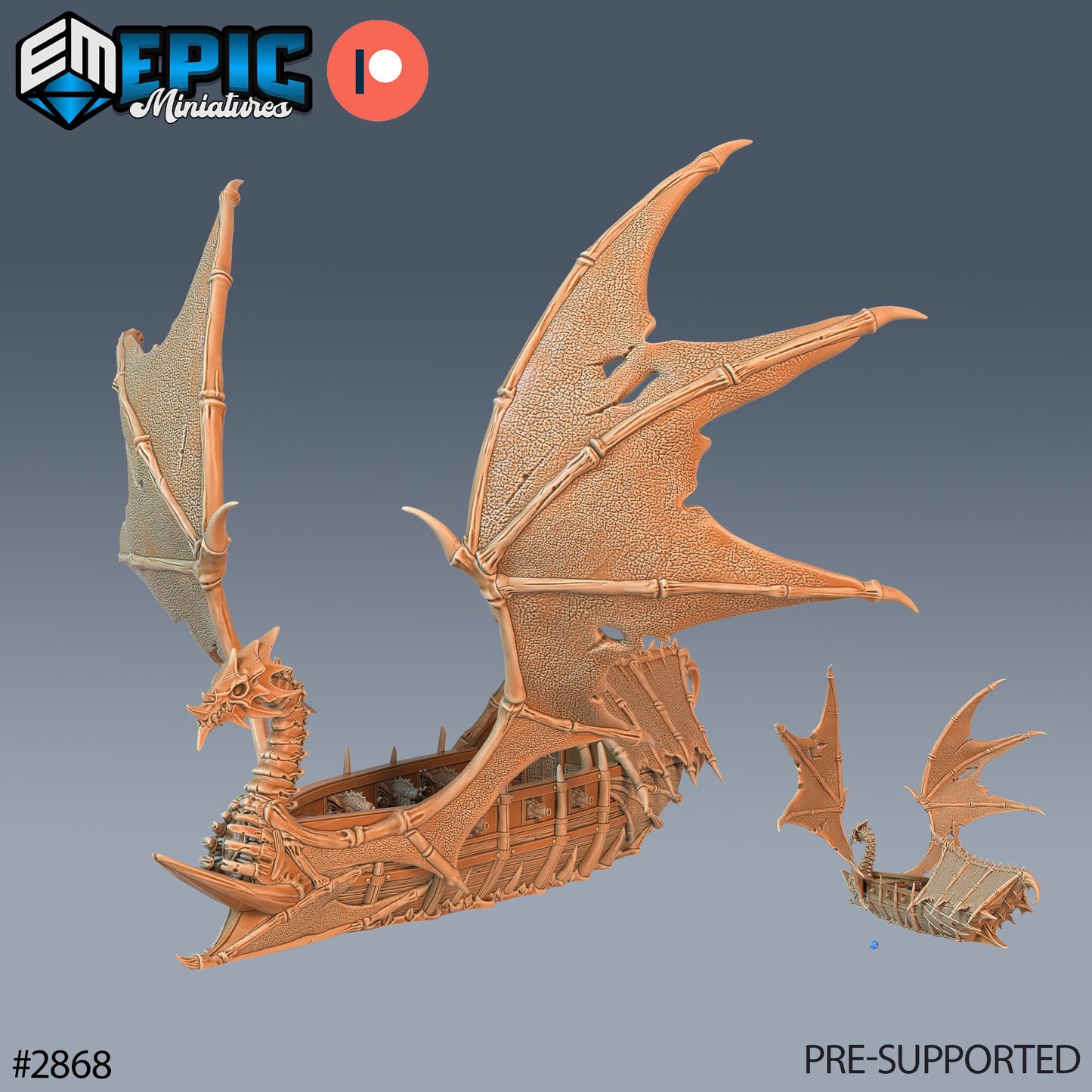 Dragon Bone Pirate Ship (2 Variants Available) - Epic Miniatures