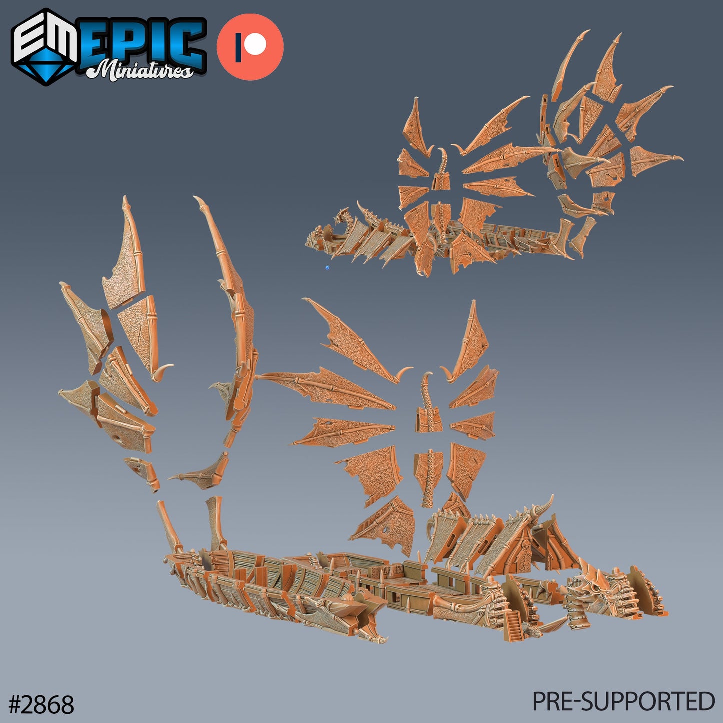 Dragon Bone Pirate Ship (2 Variants Available) - Epic Miniatures