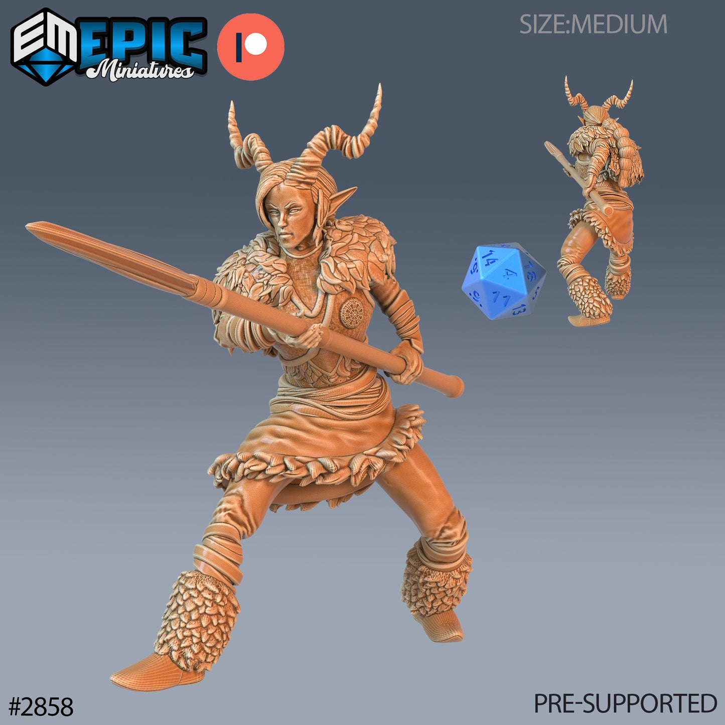 Tiefling Viking Female (3 Variants Available) - Epic Miniatures