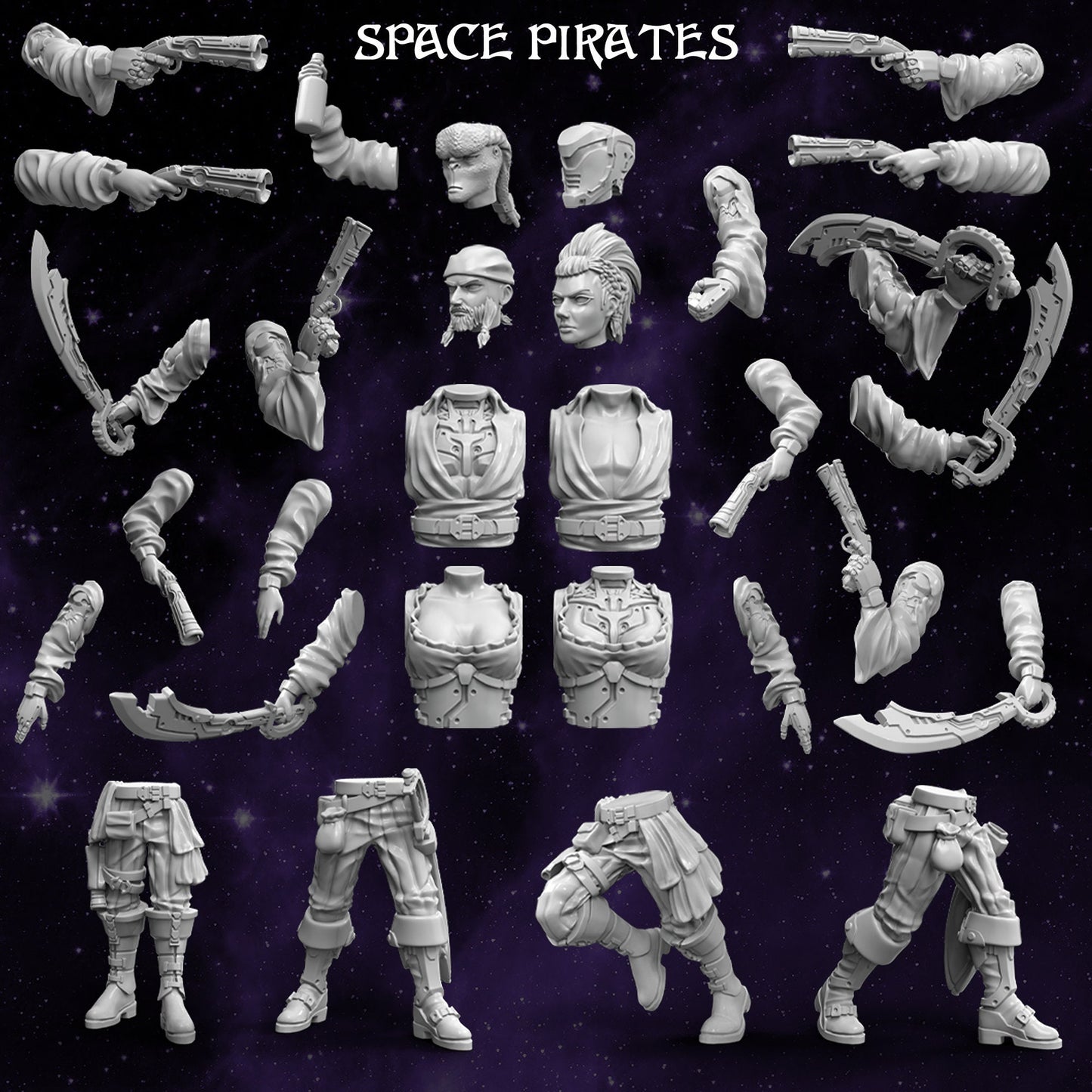 Space Pirates - Captain Swift's Crew - Modular Kit - Print Minis