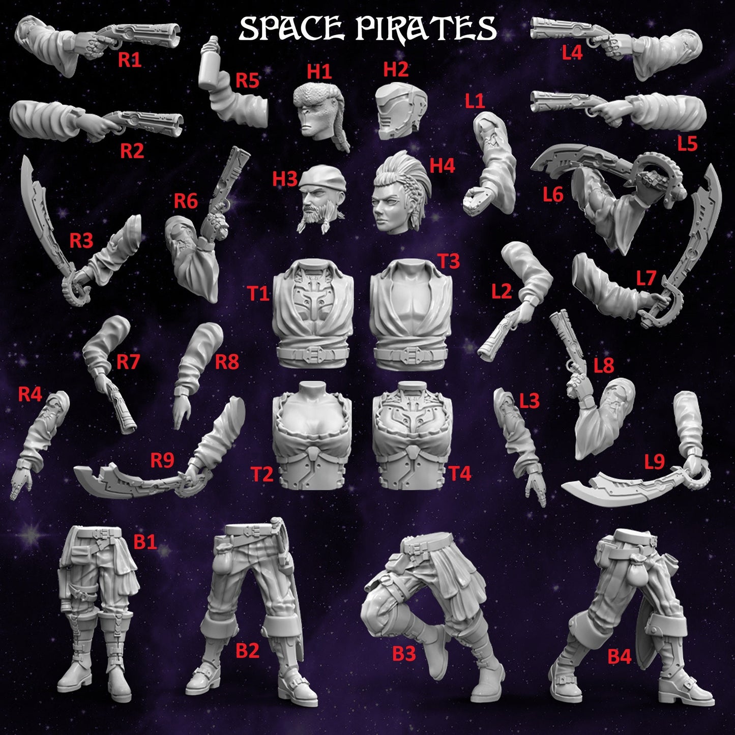 Space Pirates - Captain Swift's Crew - Modular Kit - Print Minis