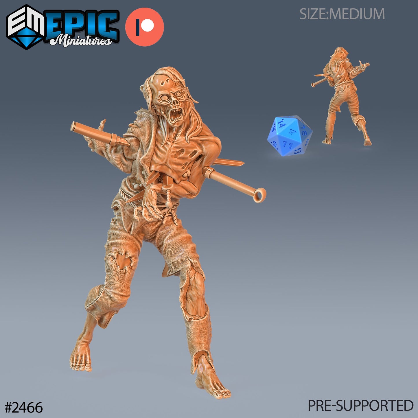 Rotting Zombie Male (3 Variants Available) - Epic Miniatures