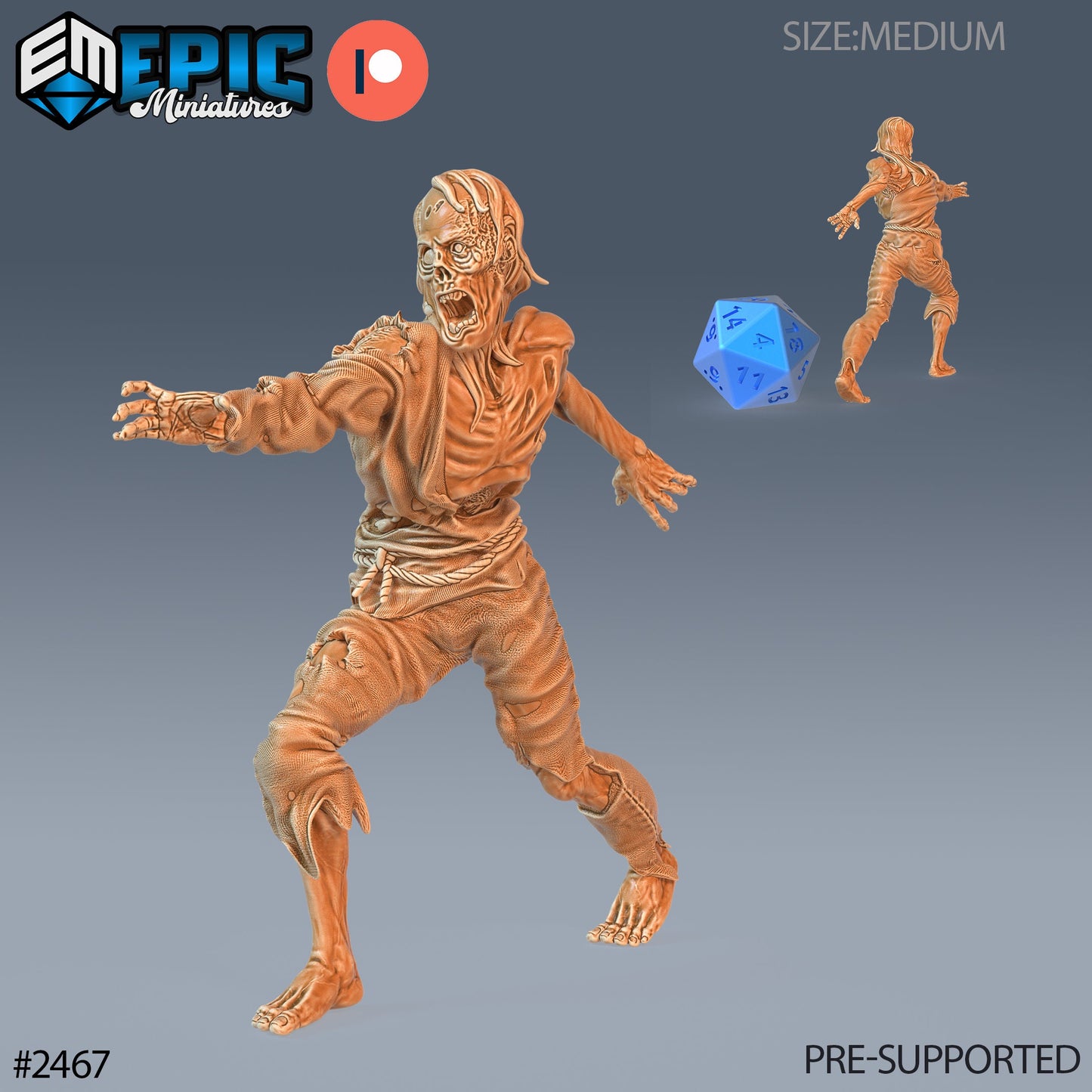 Rotting Zombie Male (3 Variants Available) - Epic Miniatures