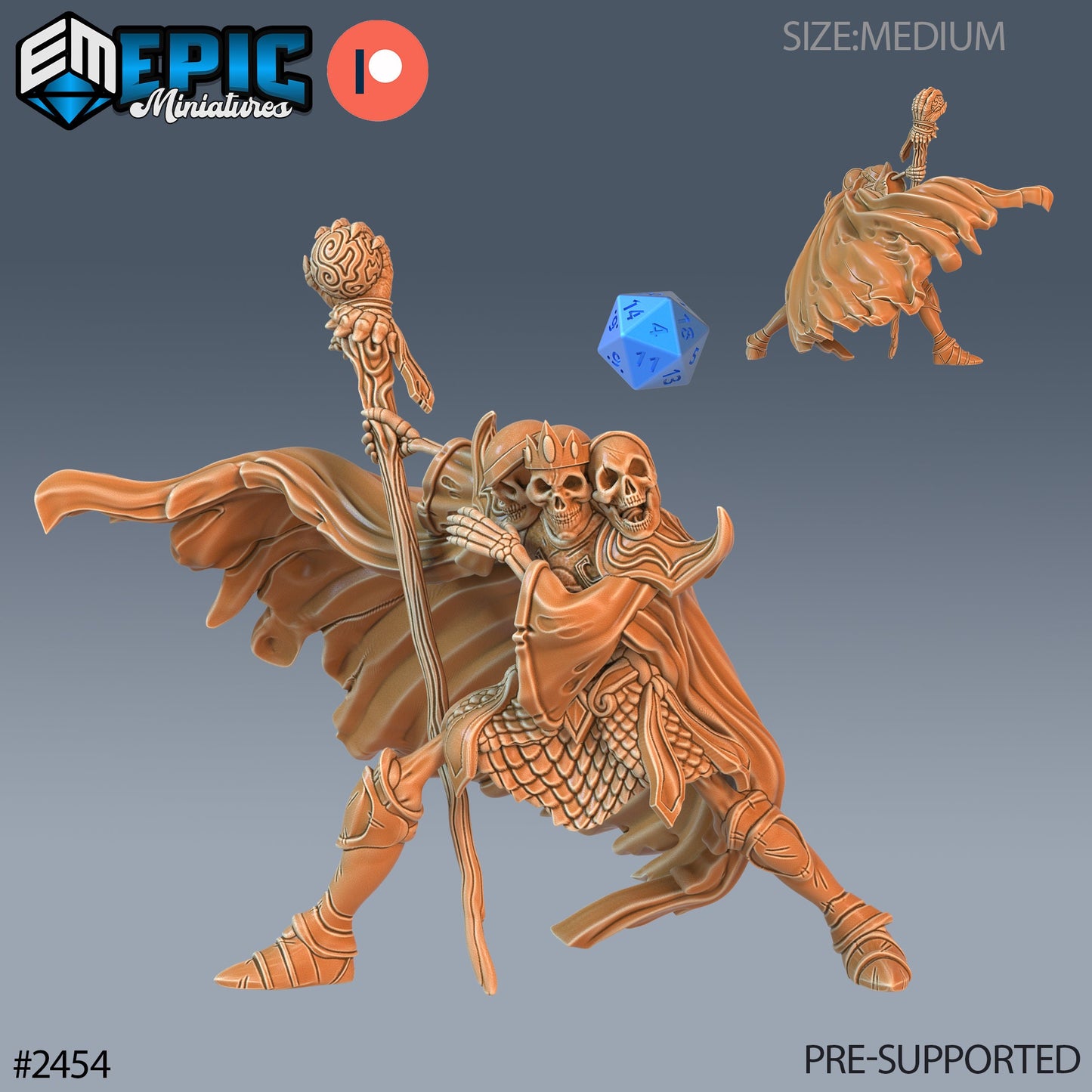Skeleton Skull King (3 Variants Available) - Epic Miniatures