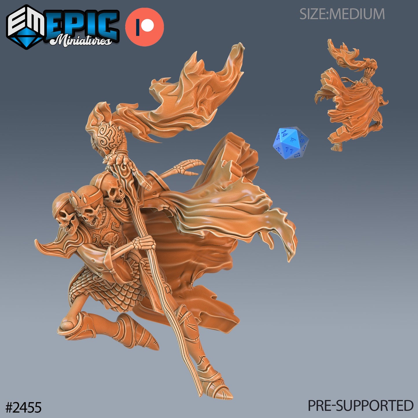Skeleton Skull King (3 Variants Available) - Epic Miniatures