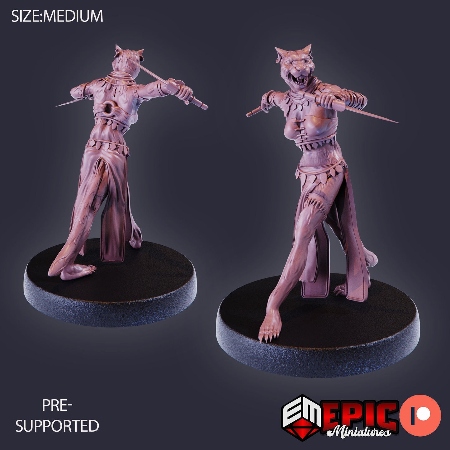Catfolk Jaguar Huntress (3 Variants) - Epic Miniatures