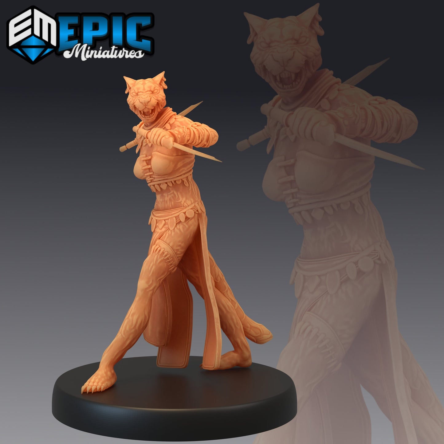Catfolk Jaguar Huntress (3 Variants) - Epic Miniatures