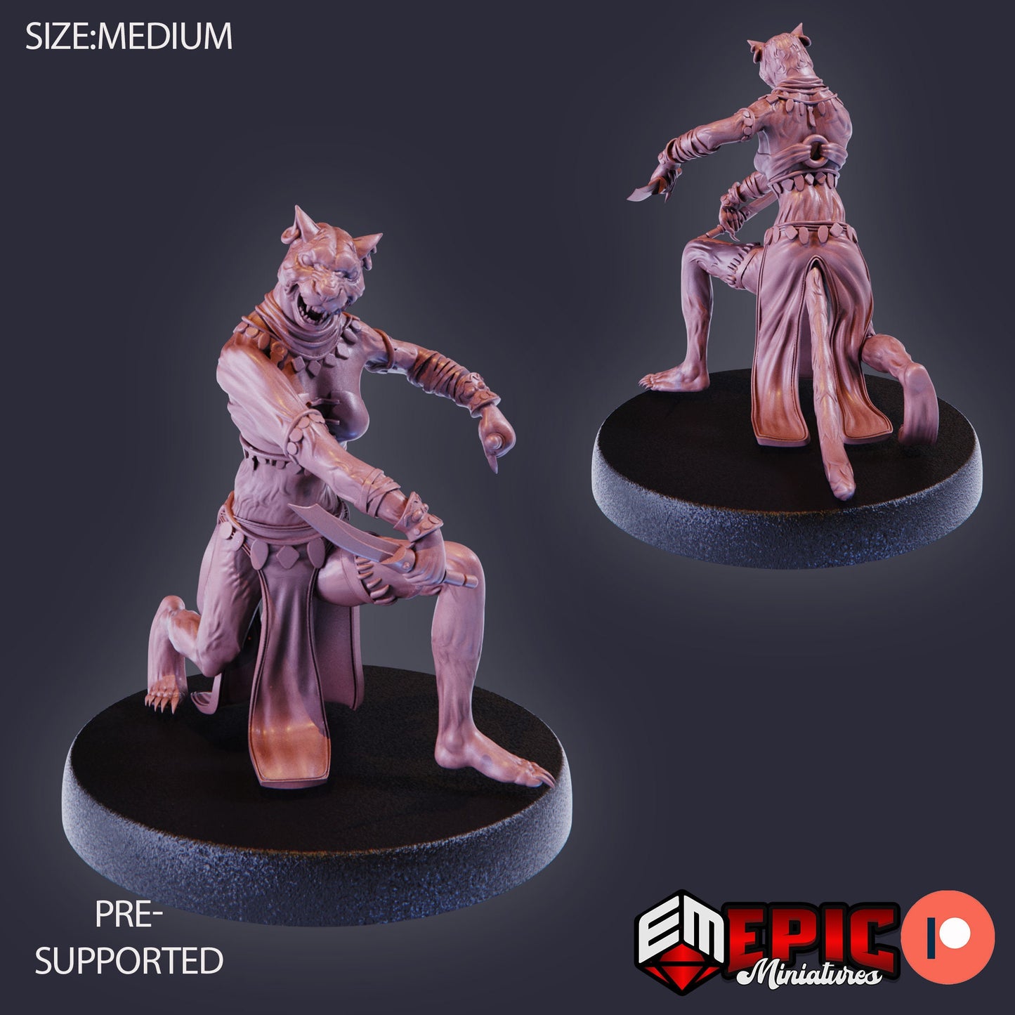 Catfolk Jaguar Huntress (3 Variants) - Epic Miniatures