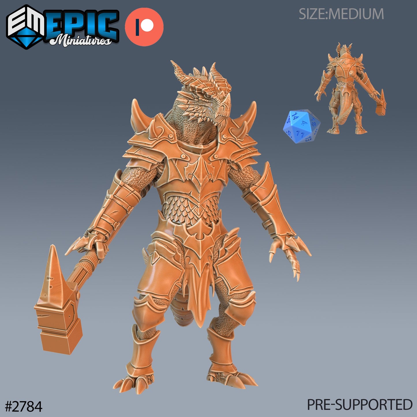 Dragonborn Warrior (2 Variants Available) - Epic Miniatures