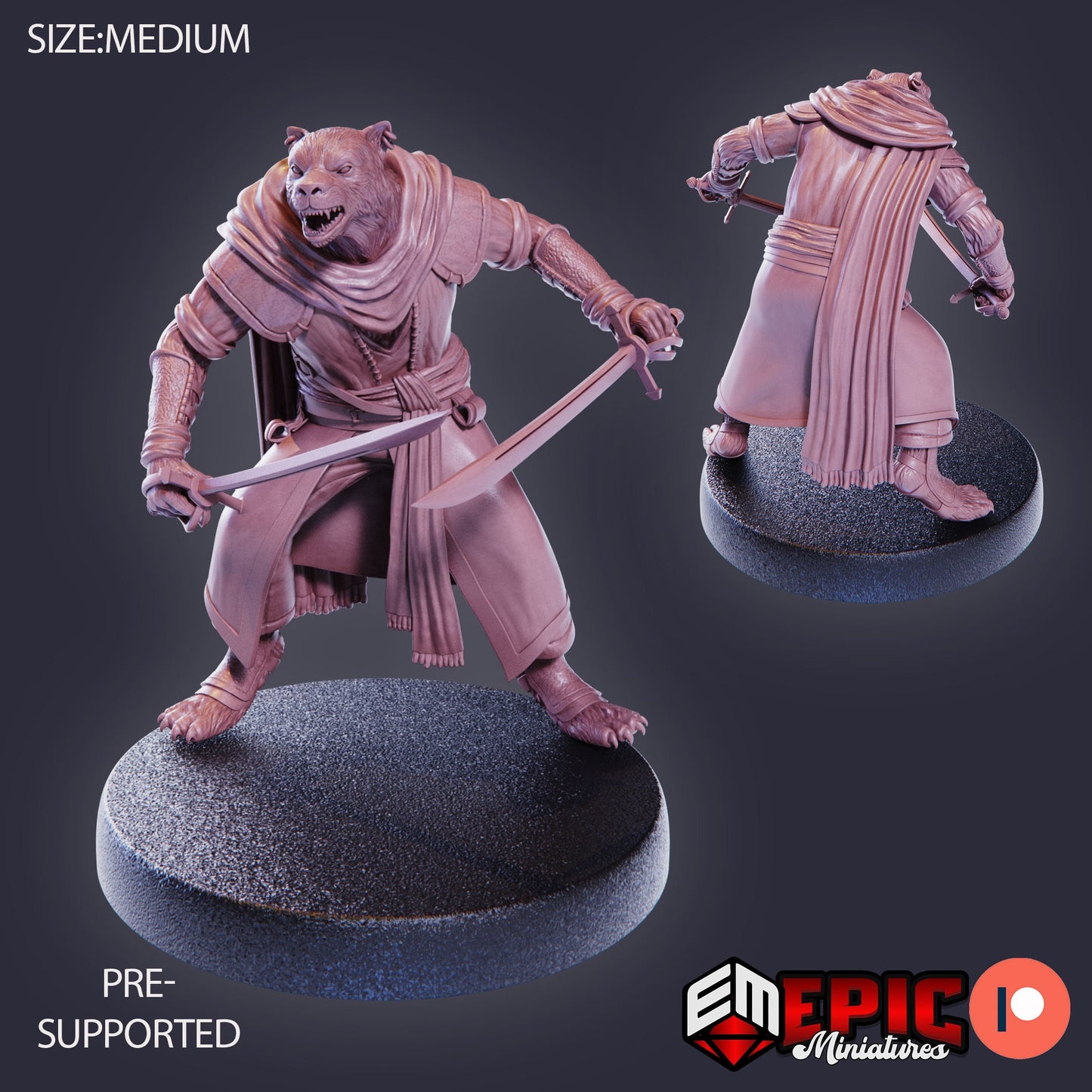 Catfolk Panther Pirate (3 Variants Available) - Epic Miniatures