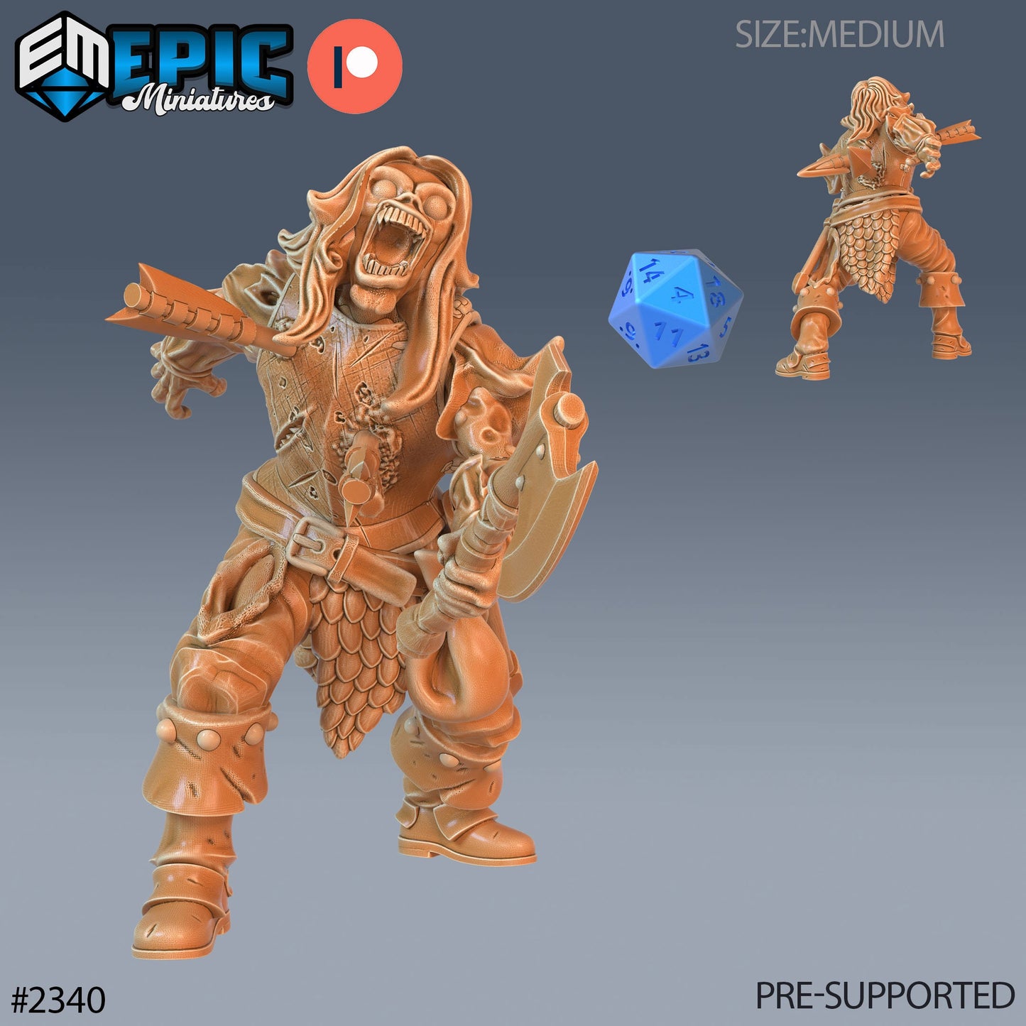 Zombie Warrior (3 Variants Available) - Epic Miniatures
