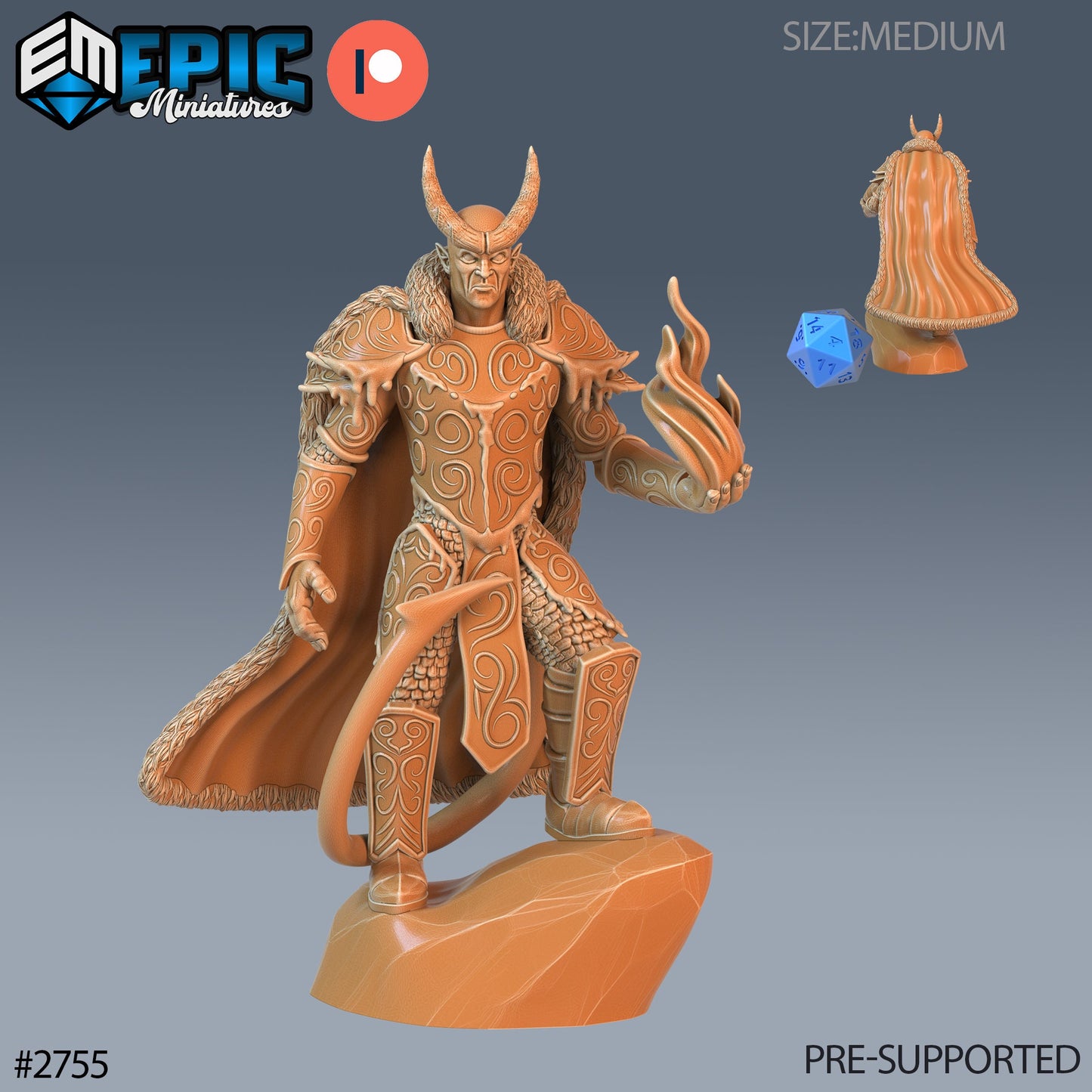 Frost Tiefling Paladin (3 Variants Available) - Epic Miniatures