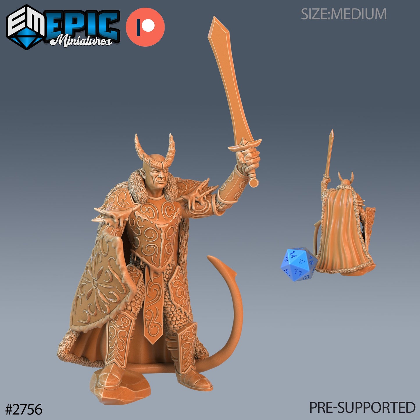 Frost Tiefling Paladin (3 Variants Available) - Epic Miniatures