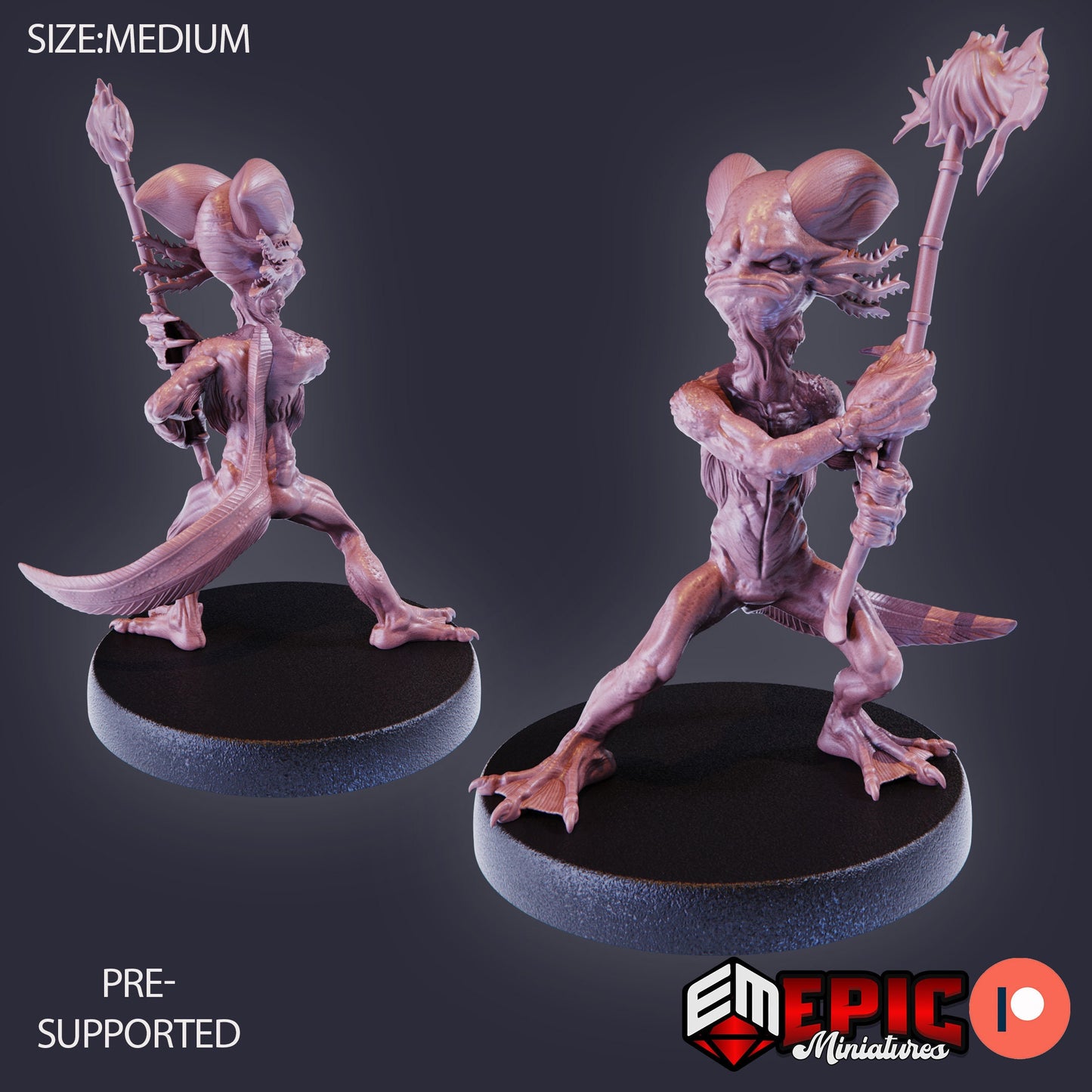 Grumpy Axolotl Warrior (3 Variants Available) - Epic Miniatures