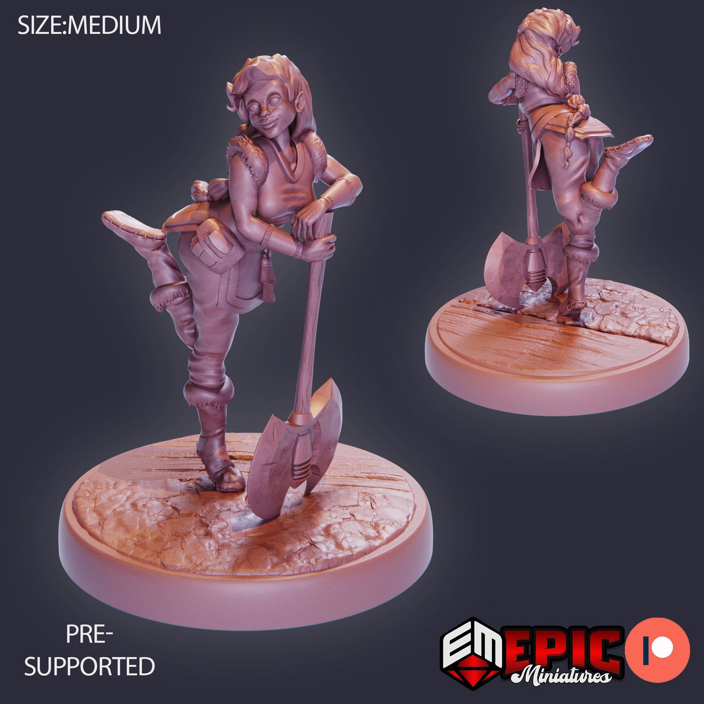 Half Dwarf Adventurer (3 Variants Available) - Epic Miniatures