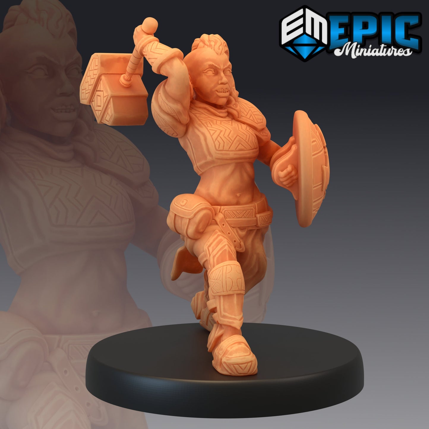 Dwarven War Maiden (4 Variants) - Epic Miniatures