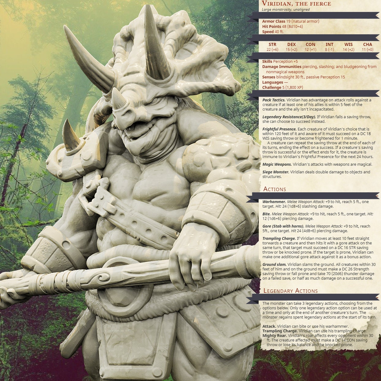 Viridian (Triceratops Warrior - 3 Poses Available) - Brayan Nafarrate