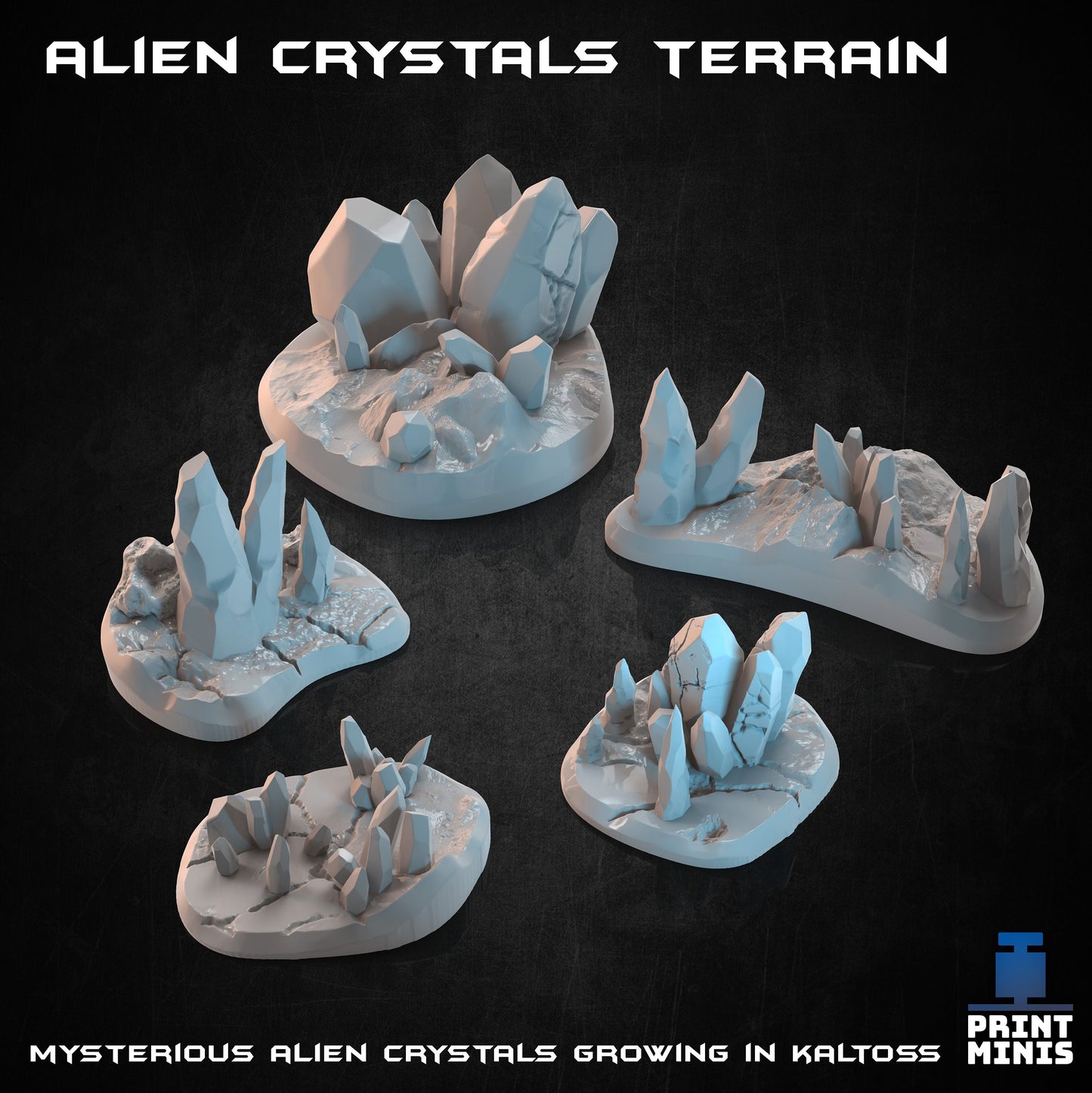 Crystal Terrain - Kaltoss Plateau (5 Variants Available) - Printed Minis