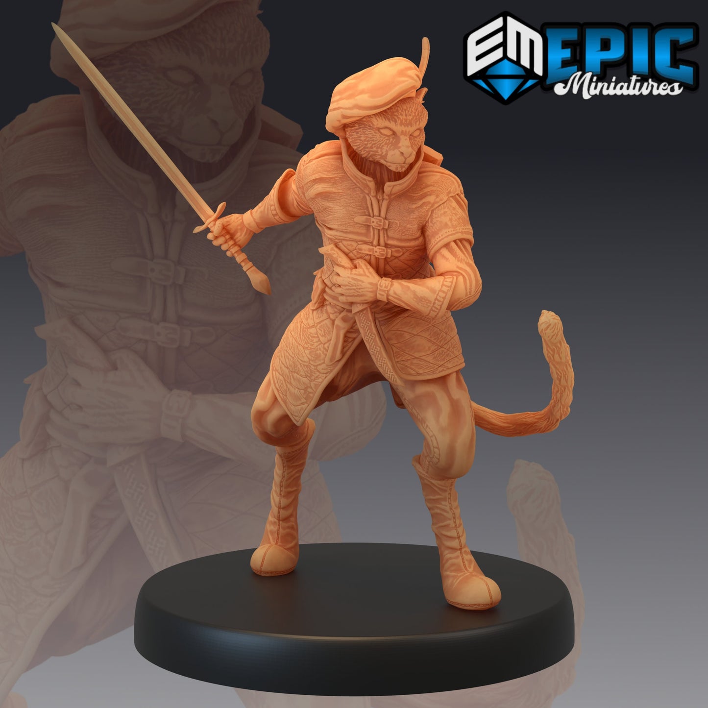 Tabaxi Black Cat Rogue (4 Variants) - Epic Miniatures