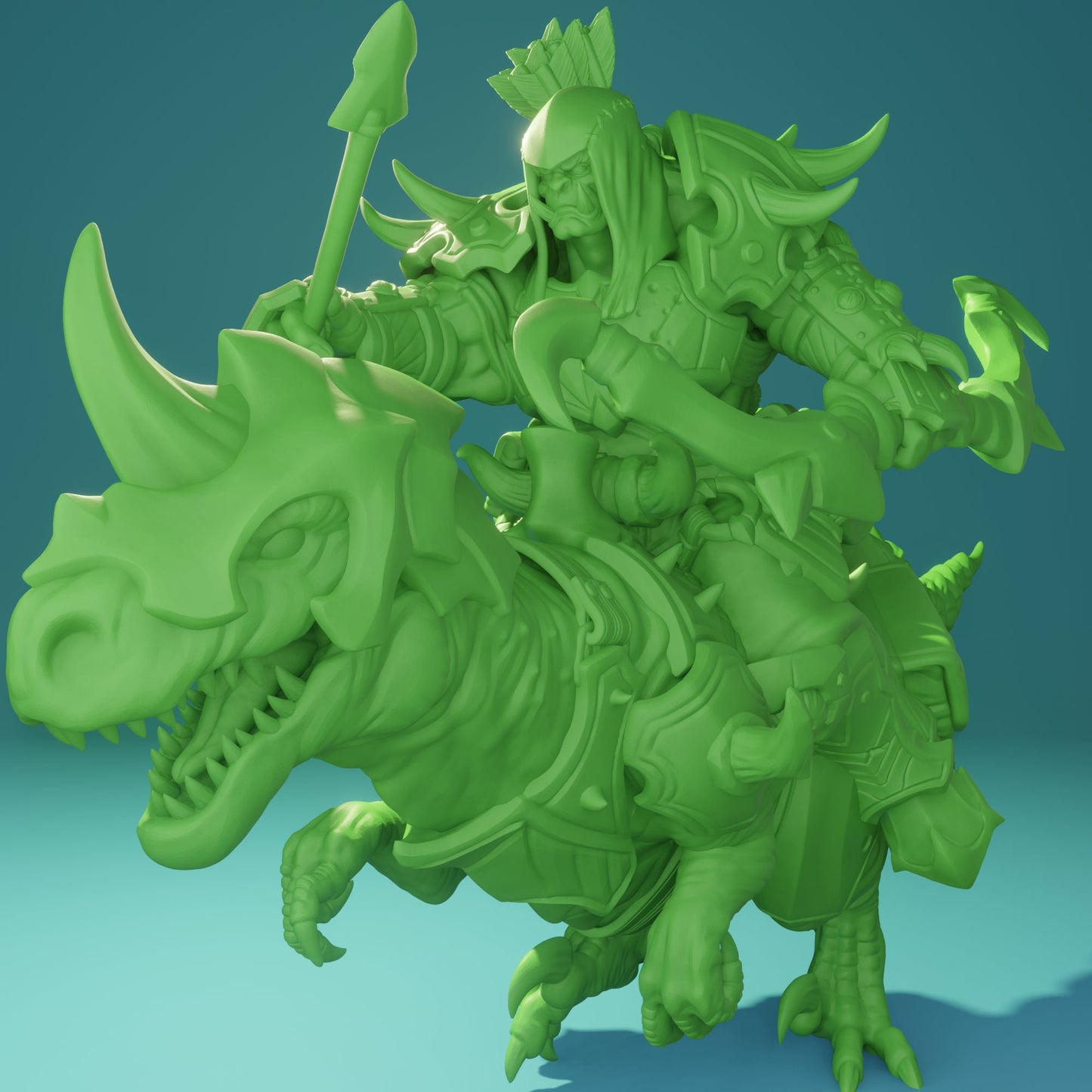 Orc riding a Velociraptor (3 Variants Available) - Brayan Nafarrate