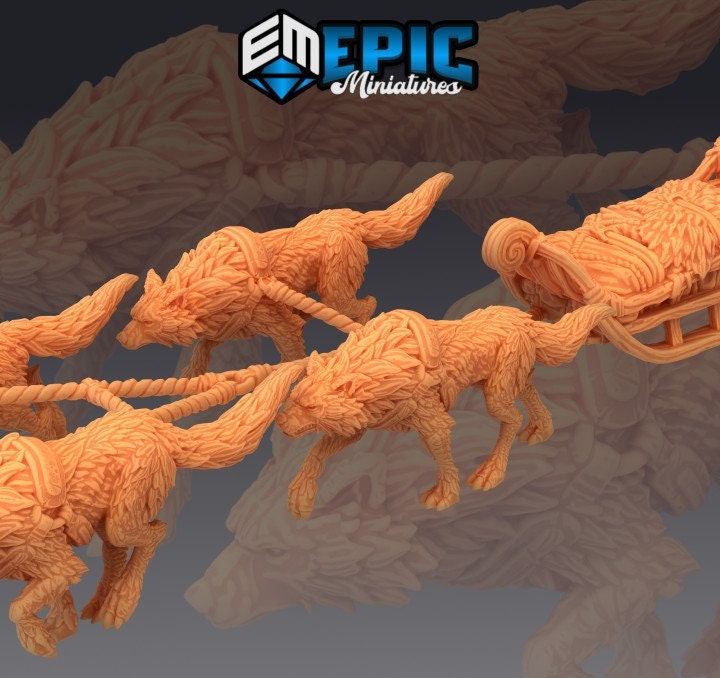 Tamed Wolf and Sled (5 Variants Available) - Epic Miniatures