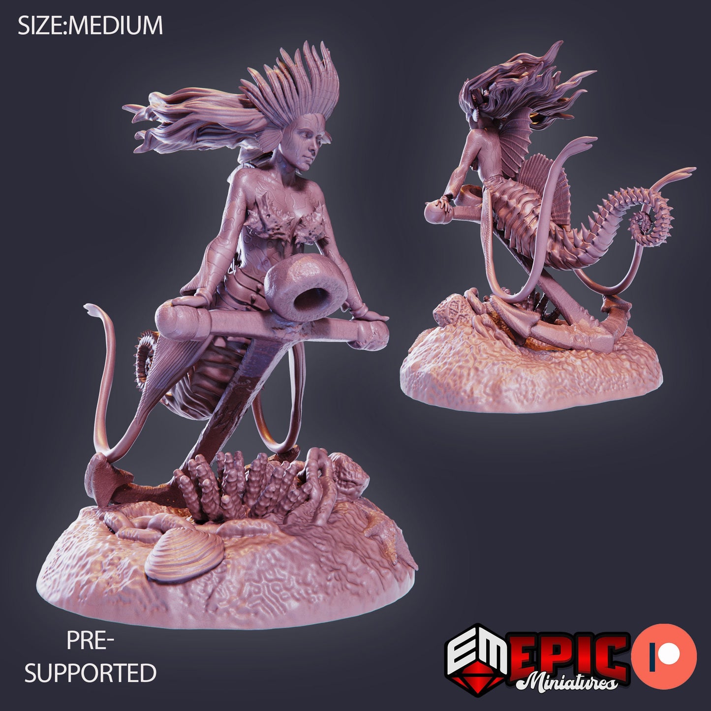 Seahorse Mermaid (3 Variants Available) - Epic Miniatures