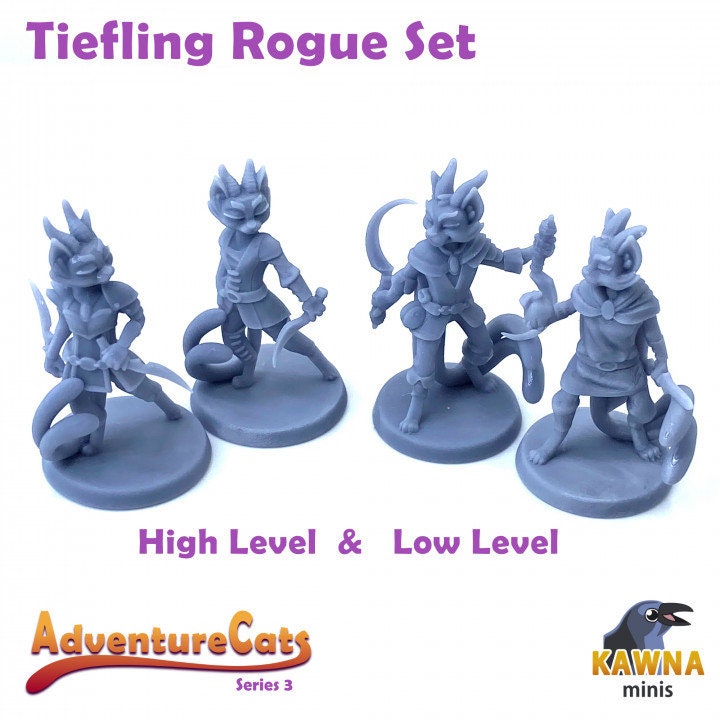 Tiefling Cat Rogue (4 Variants Available) - Kawna Minis