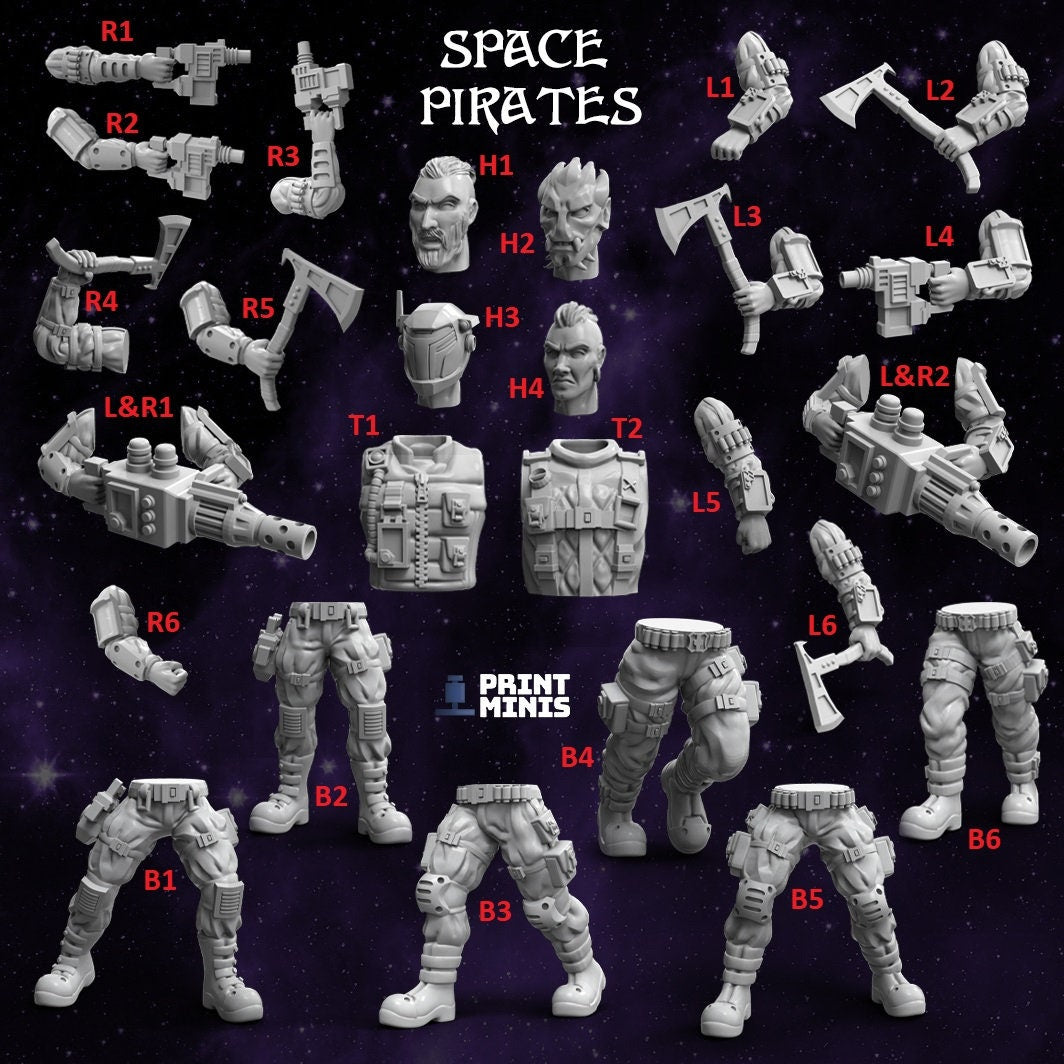 Space Pirates - Captain Navarro's Crew - Modular Kit - Print Minis
