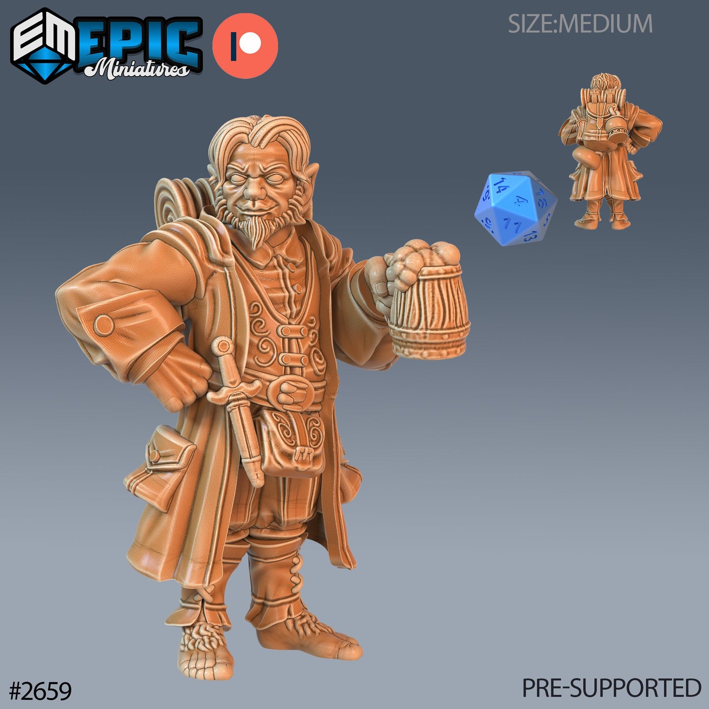 Halfling Adventurer (3 Variants Available) - Epic Miniatures