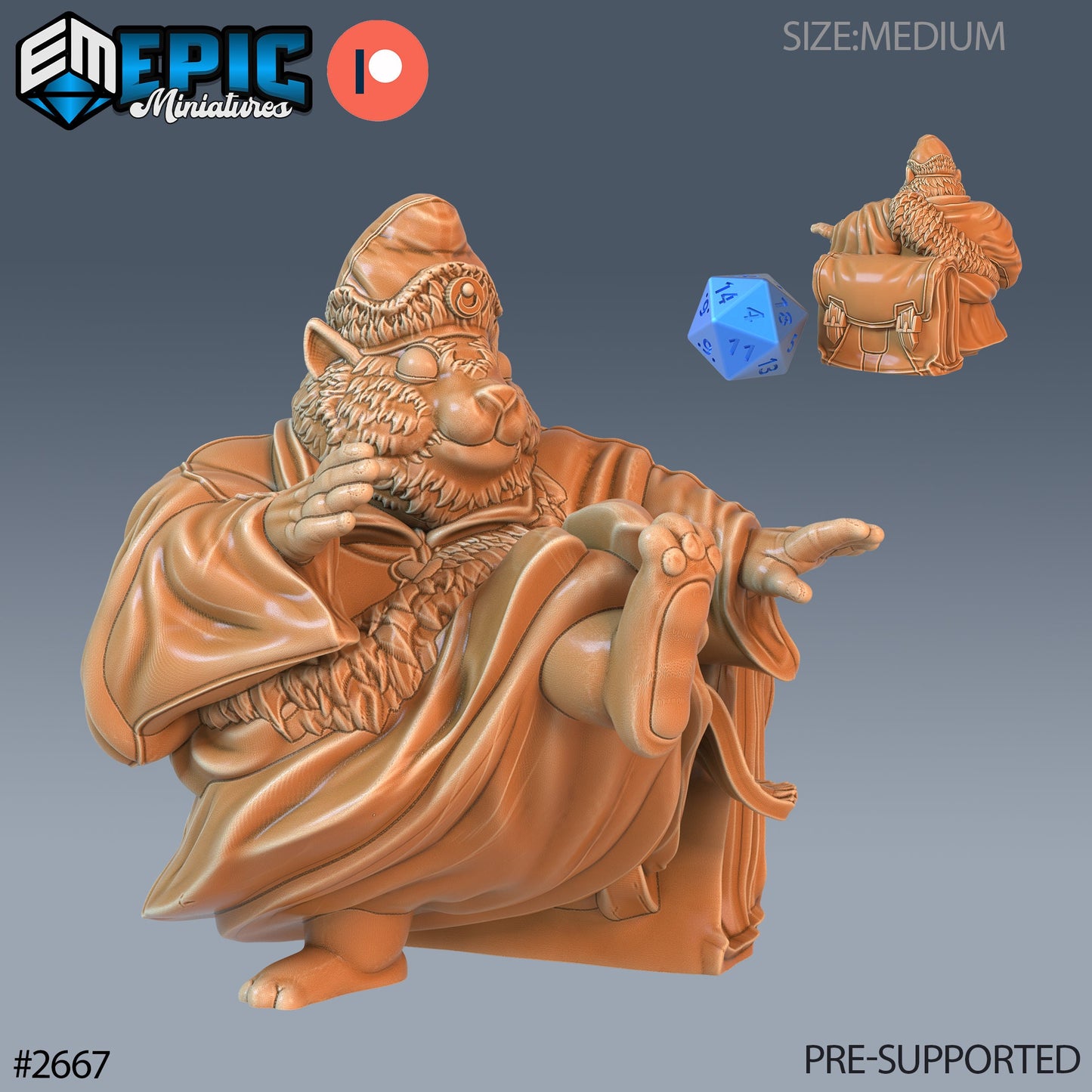 Travelling Hamster Monk (3 Variants Available) - Epic Miniatures