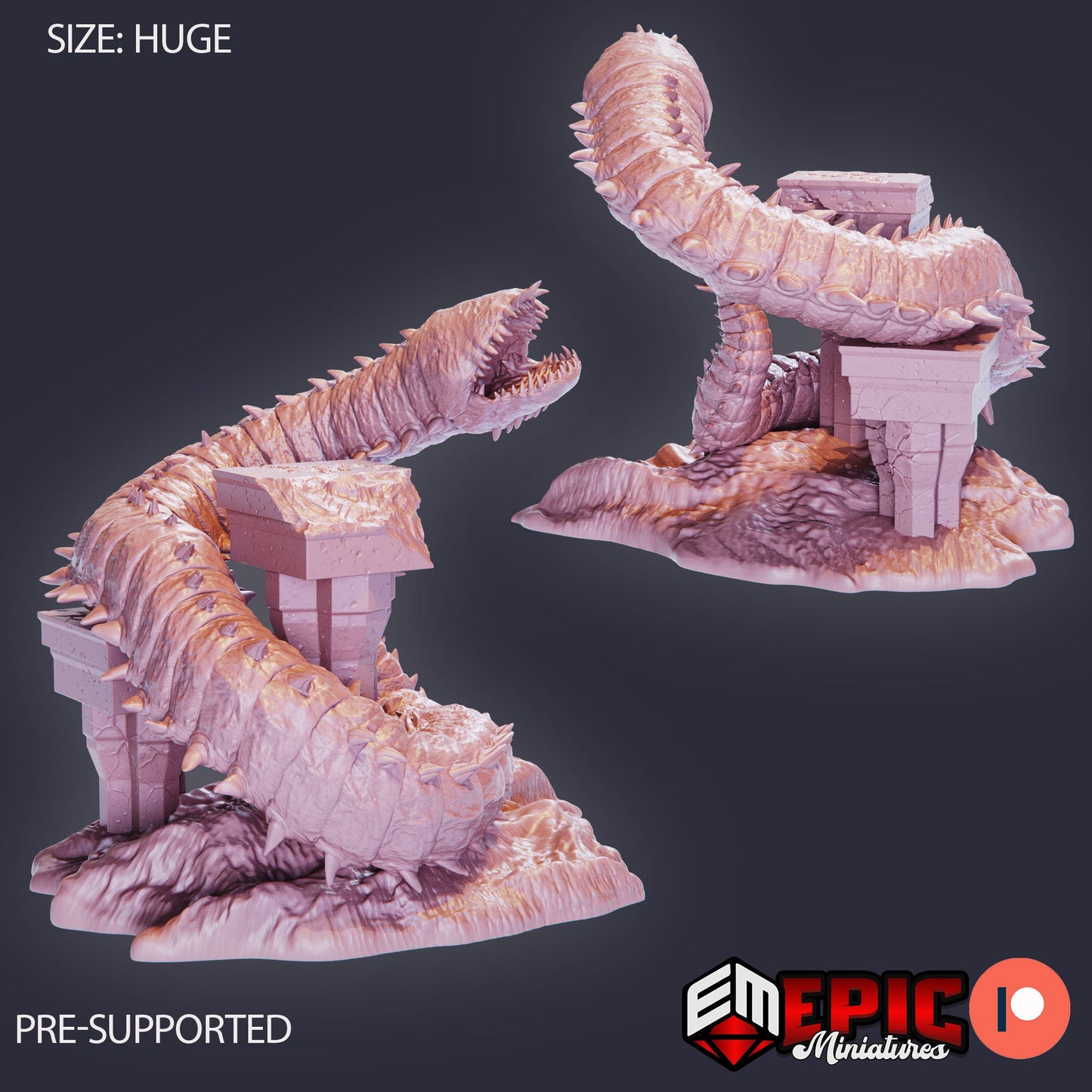 Purple Worm (3 Variants Available) - Epic Miniatures