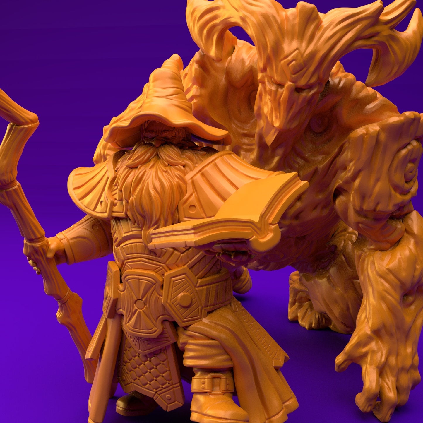 Dwarf Wizard with Tree Monster (3 Variants Available) - Brayan Nafarrate