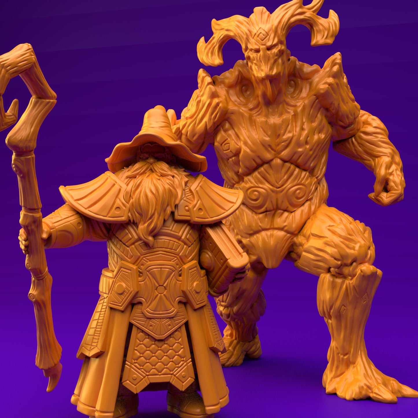 Dwarf Wizard with Tree Monster (3 Variants Available) - Brayan Nafarrate
