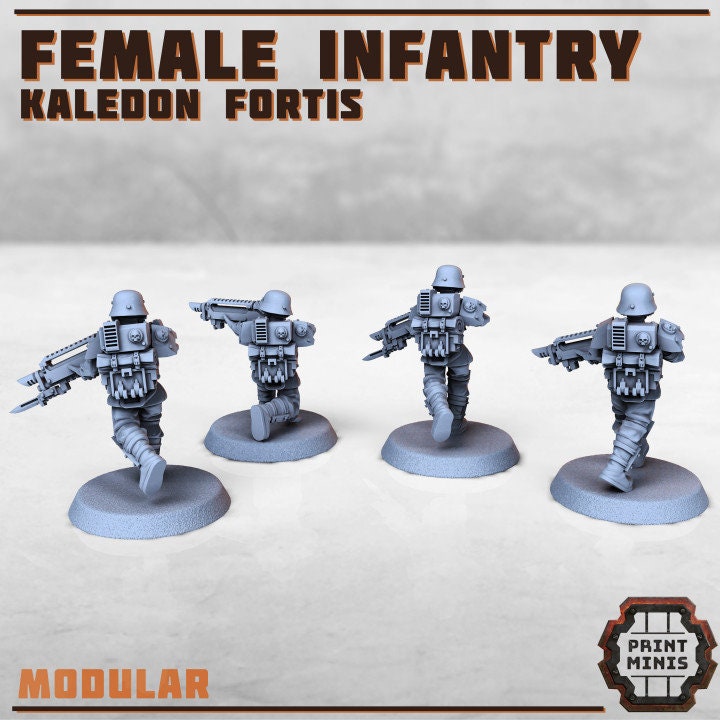 Female Infantry - Kaledon Fortis (4 Variants Available) - Print Minis