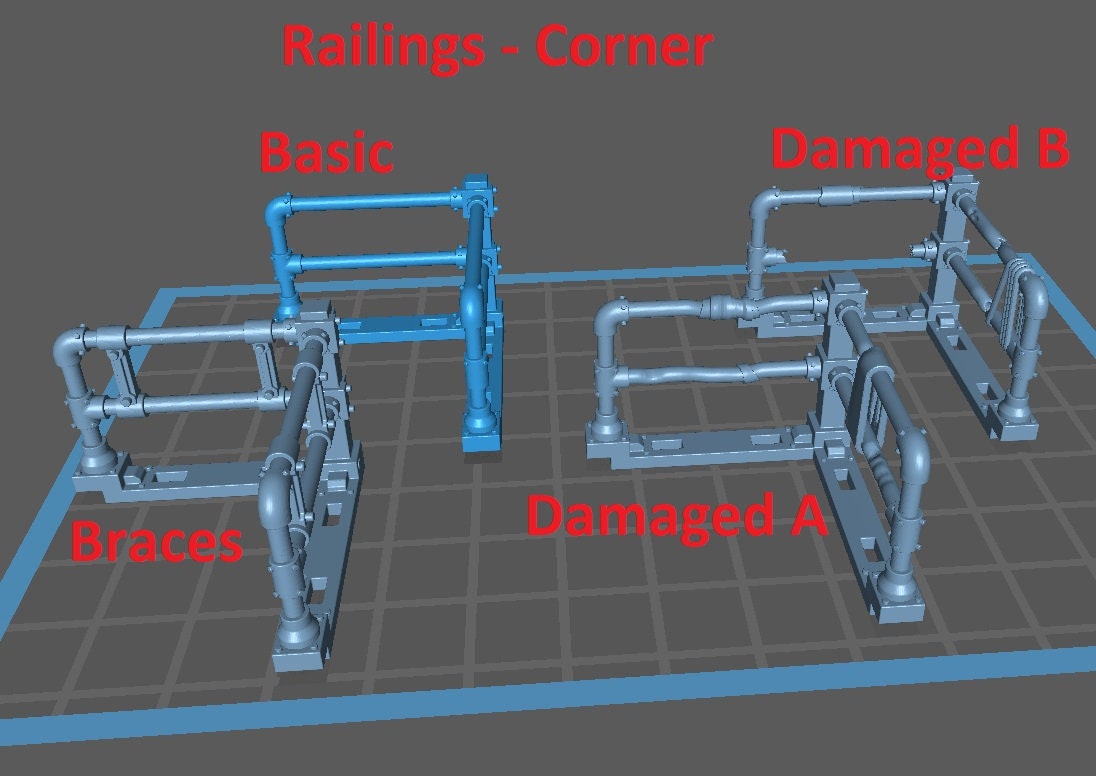 Stack City Terrain Part 2, Railings Update - Scenery Kit - Print Minis