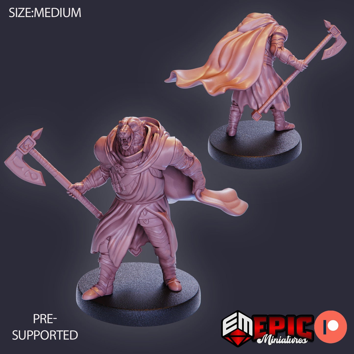 Polar Bear Paladin (3 Variants Available) - Epic Miniatures