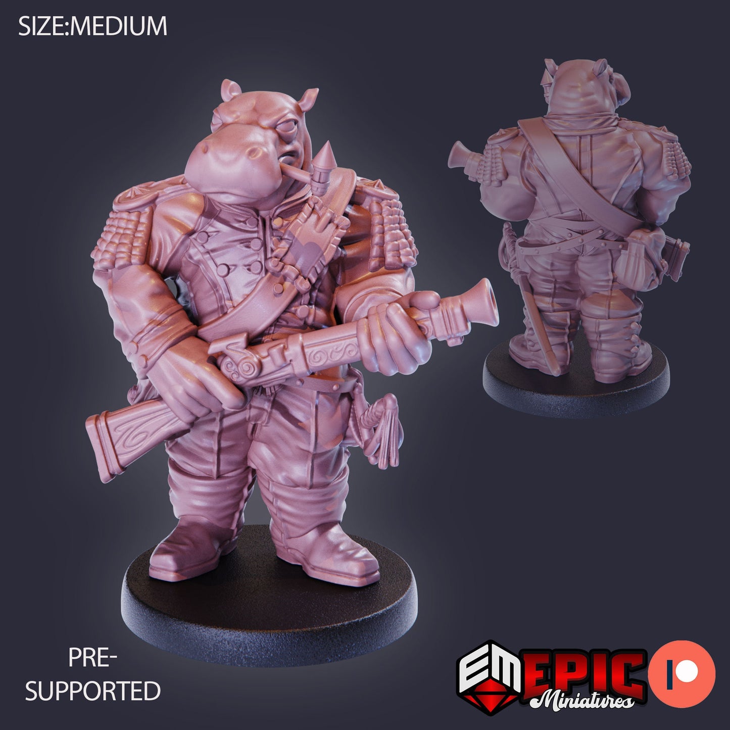Hippo Soldier (4 Variants) - Epic Miniatures