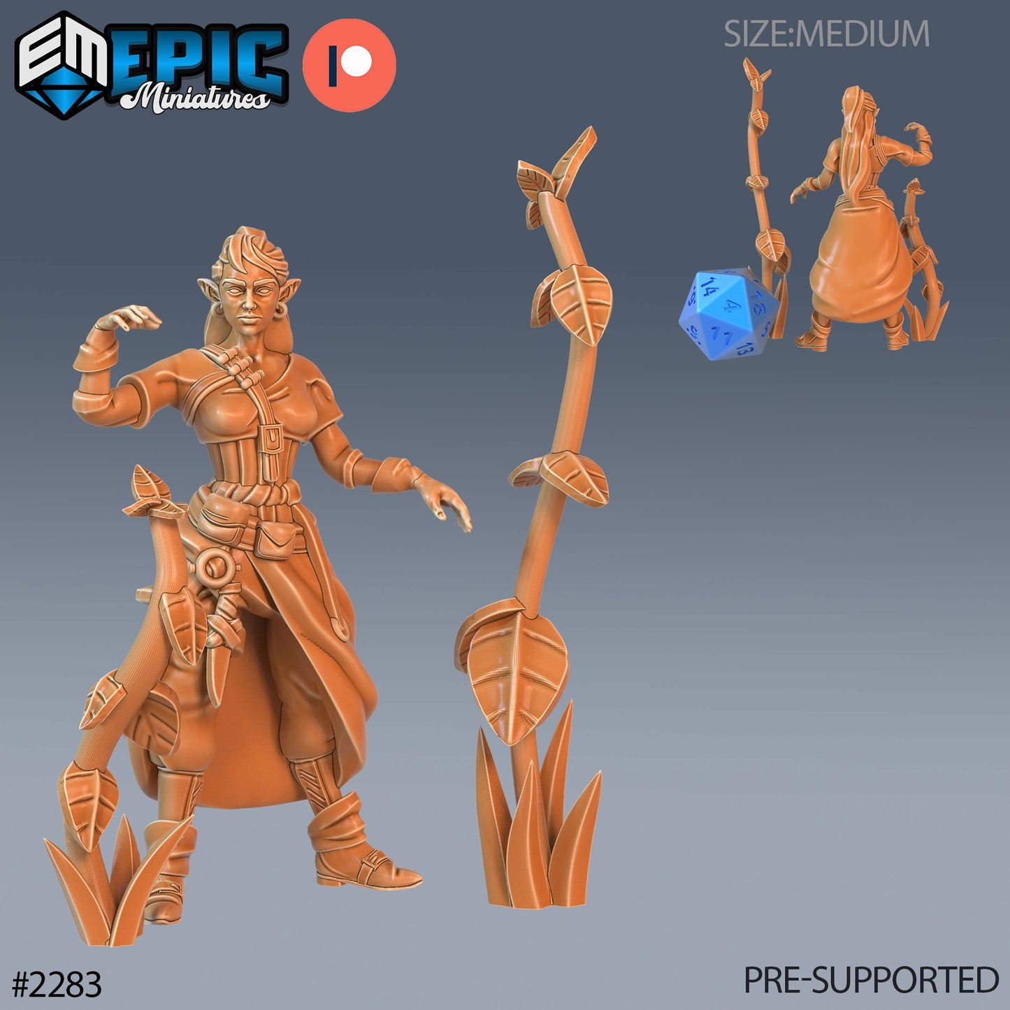 Elven Earth Druid (5 Variants Available) - Epic Miniatures