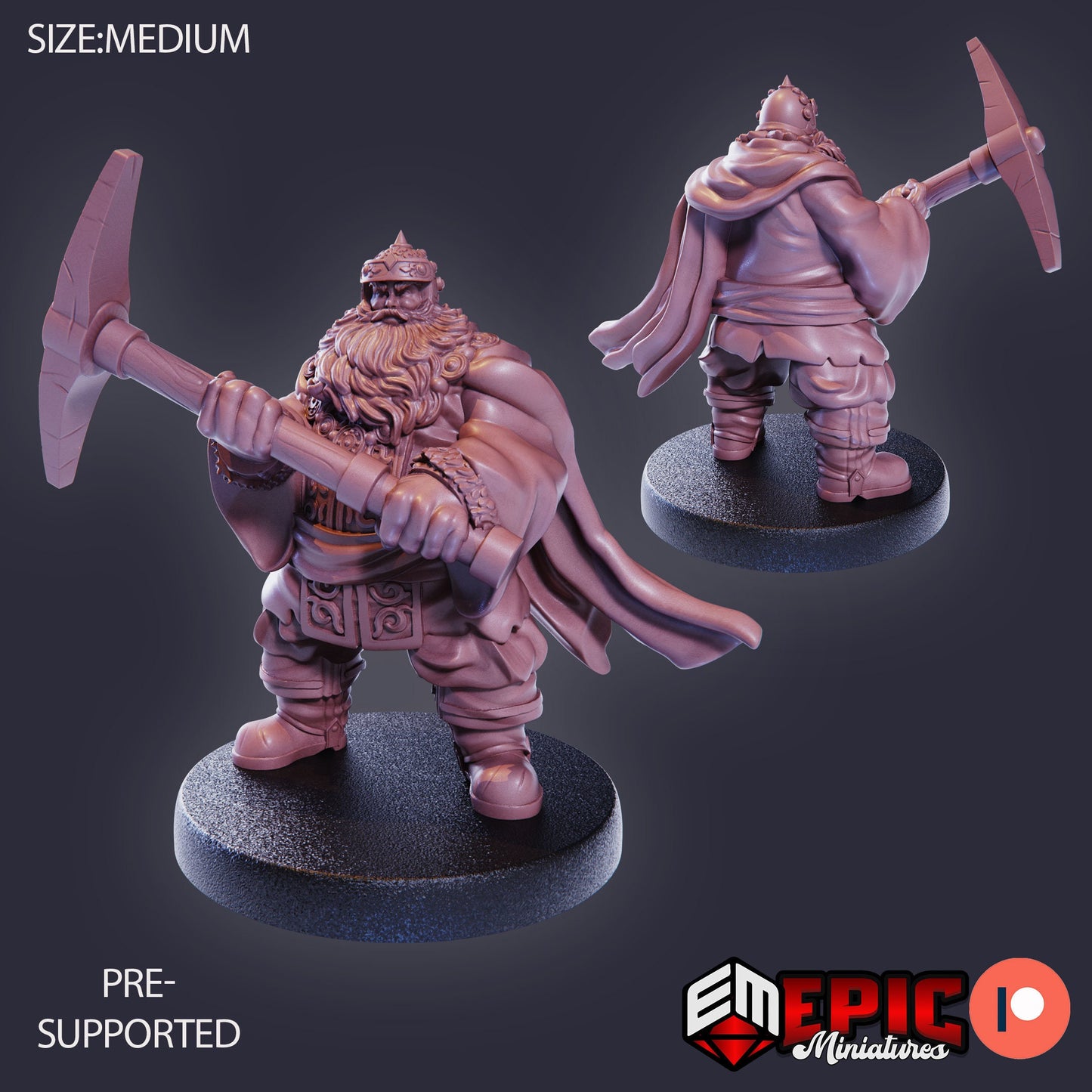 Fire Dwarf Male (3 Variants) - Epic Miniatures