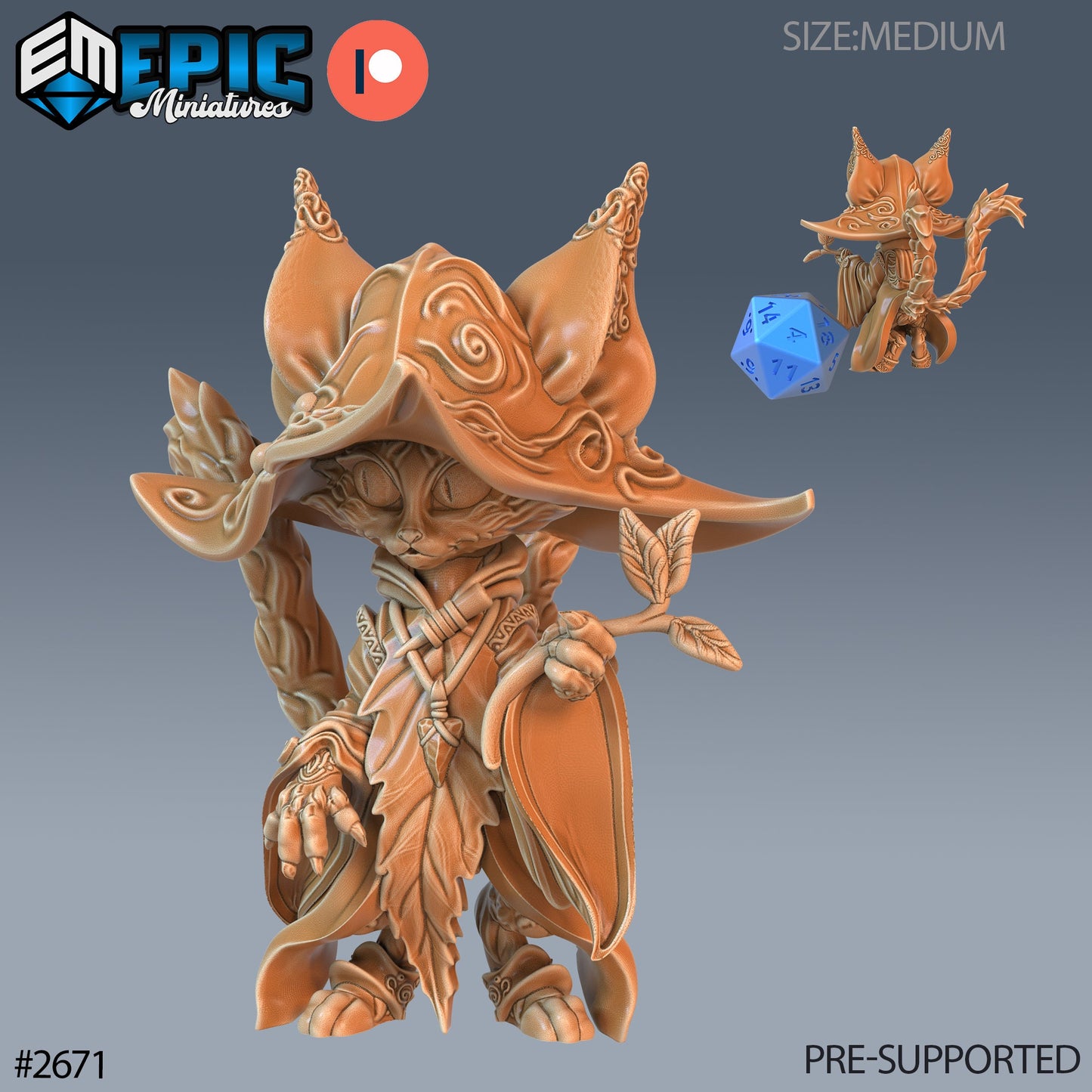 Cat Folk Druid (3 Variants Available) - Epic Miniatures