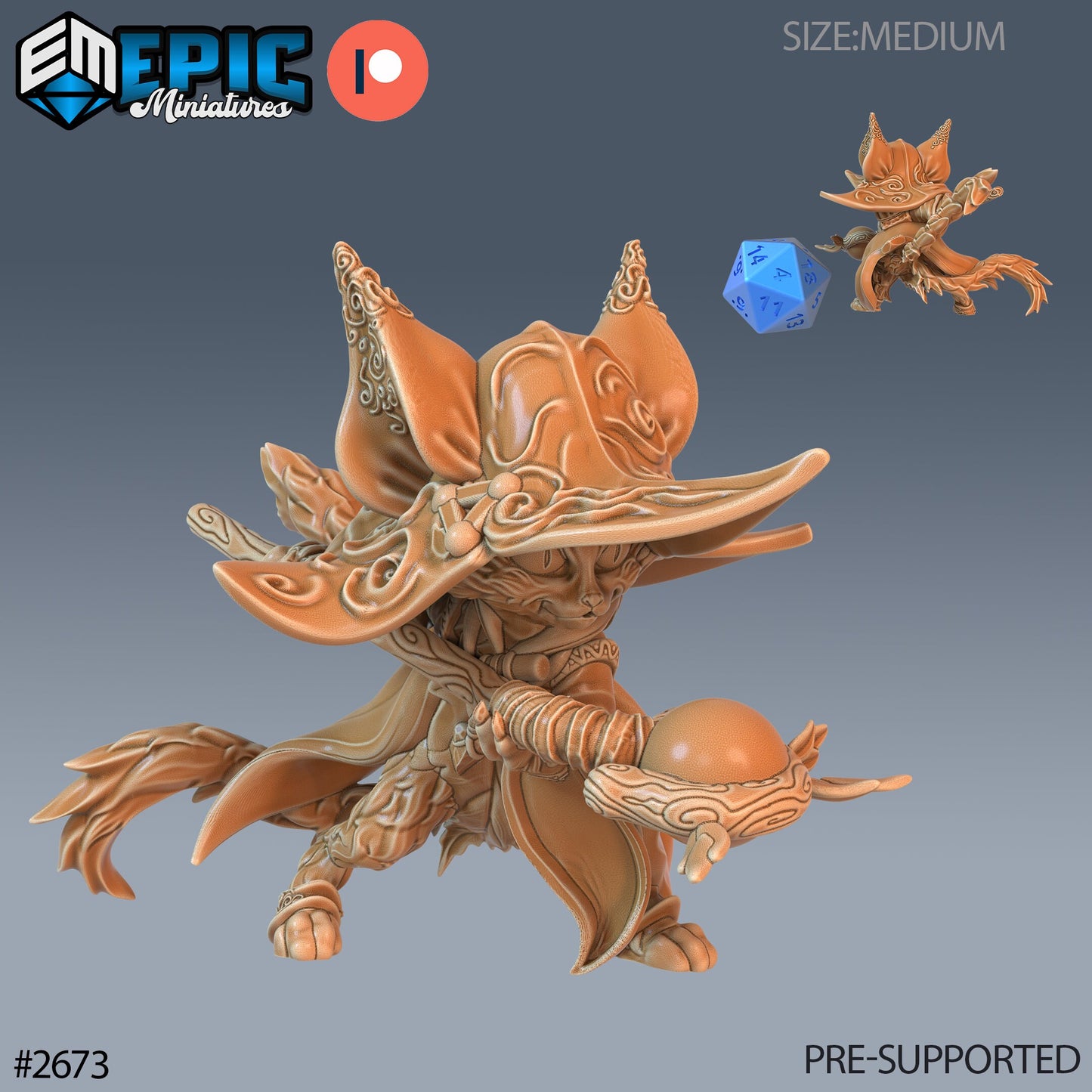 Cat Folk Druid (3 Variants Available) - Epic Miniatures