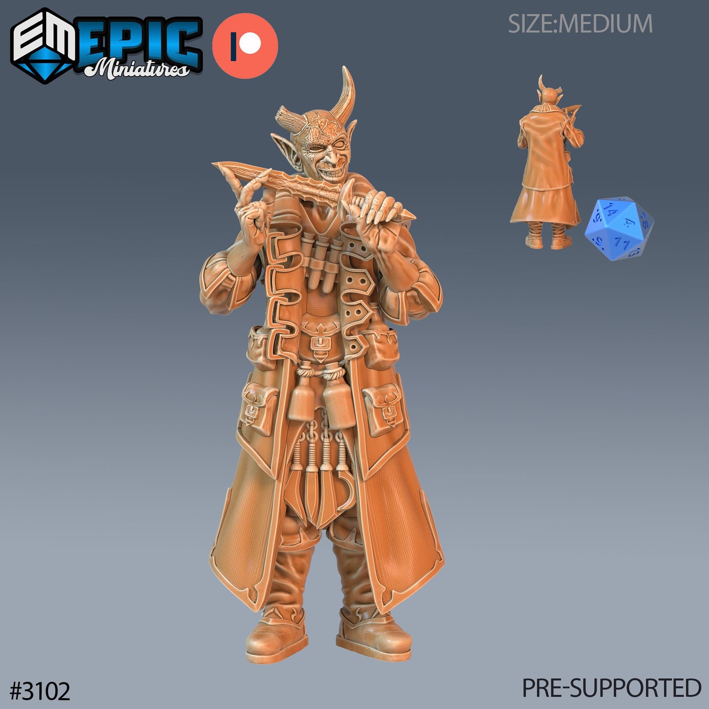 Tiefling Rogue Player Character (3 Variants Available) - Epic Miniatures