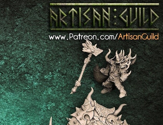 Grothak riding an Armoured Frosthorn - Artisan Guild