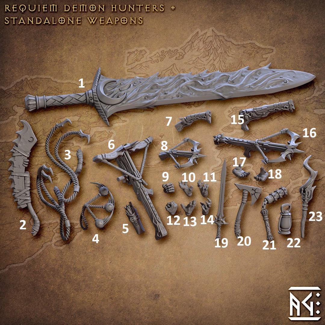 Requiem Demon Hunters Weapons and Hands (24 Variants Available) - Artisan Guild