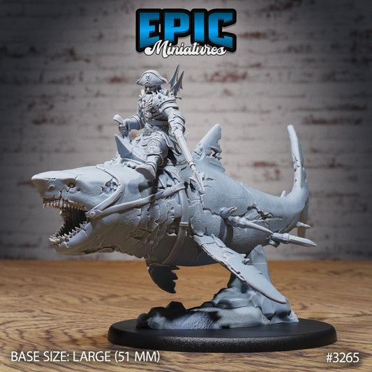 Cursed Captain riding a Zombie Shark - Epic Miniatures