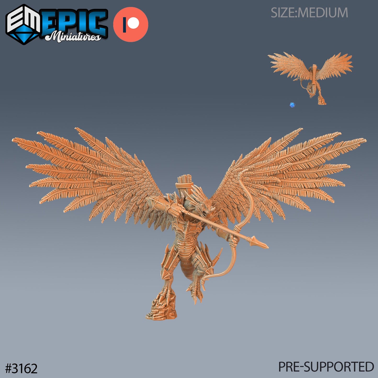 Winged Half Dragon - Feathered Wings (5 Variants Available) - Epic Miniatures