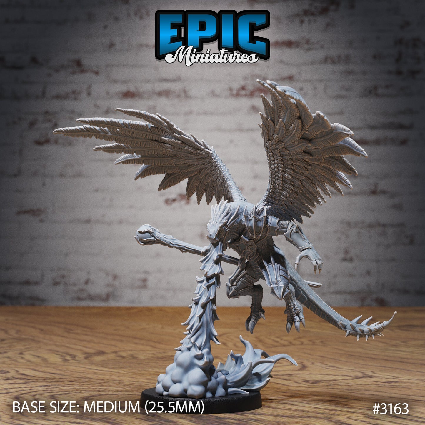 Winged Half Dragon - Feathered Wings (5 Variants Available) - Epic Miniatures