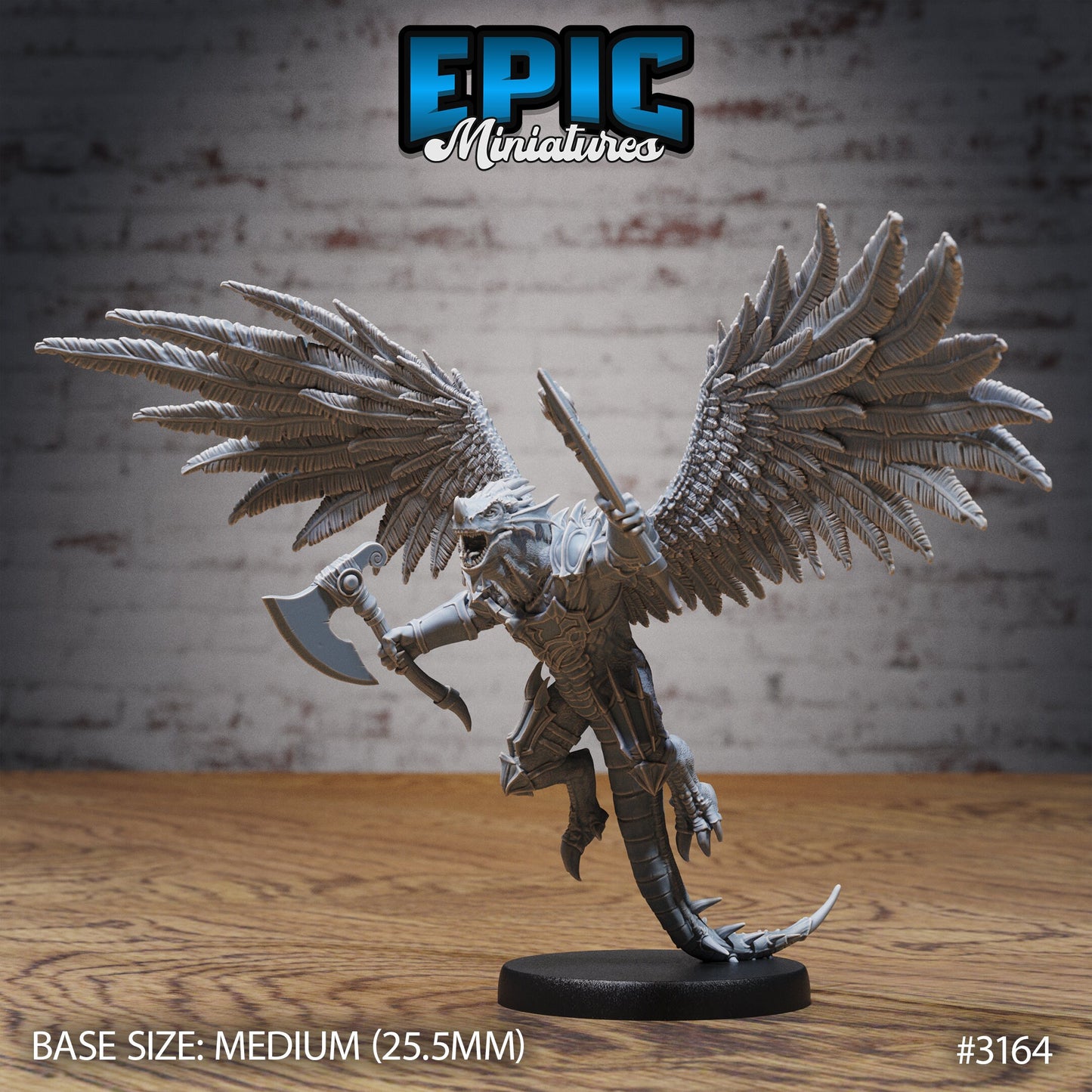 Winged Half Dragon - Feathered Wings (5 Variants Available) - Epic Miniatures
