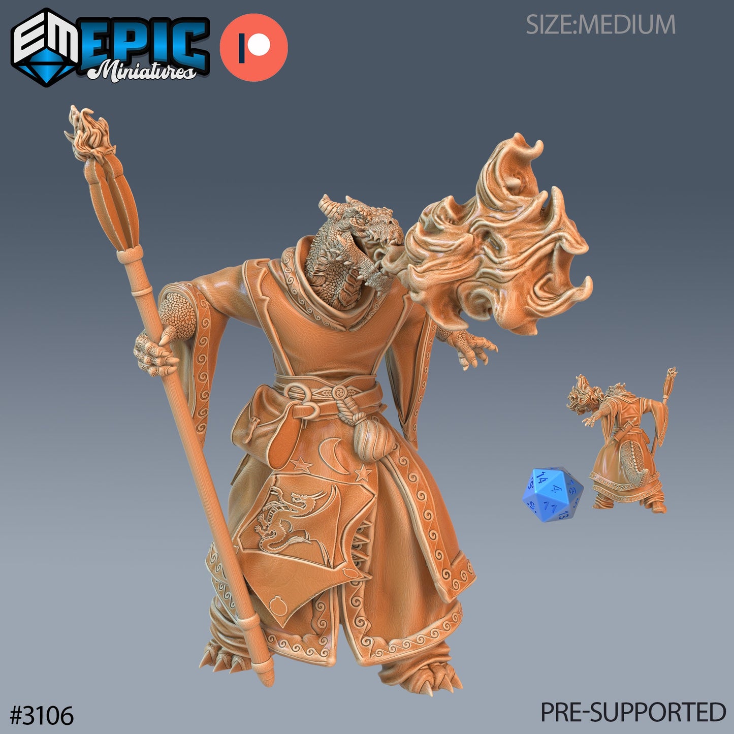 Half Dragon Sorcerer Player Character (5 Variants Available) - Epic Miniatures