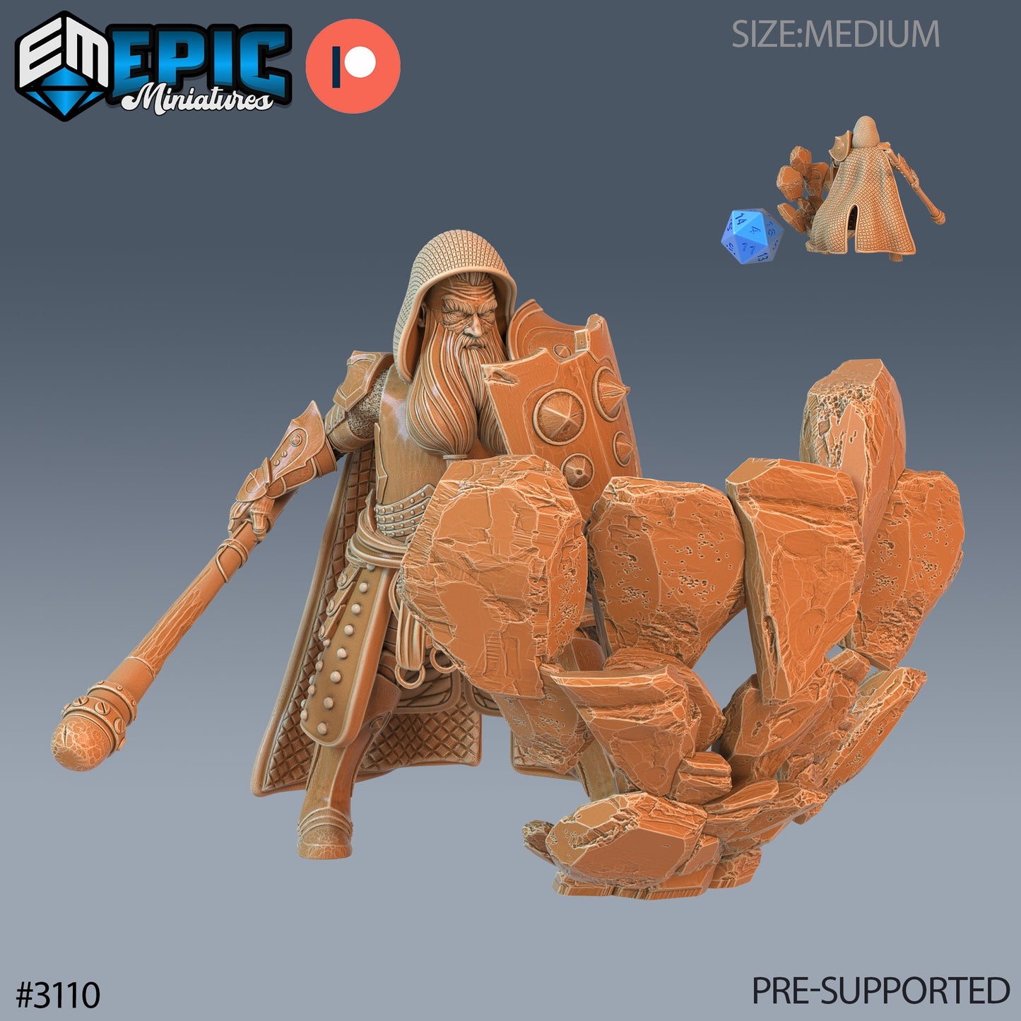 Dwarf Cleric Player Character (4 Variants Available) - Epic Miniatures
